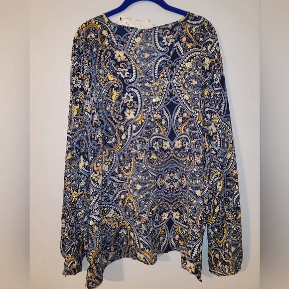 Liz Claiborne Tops - Host Pick V Neck Long Sleeve Blouse 4X Navy Paisley